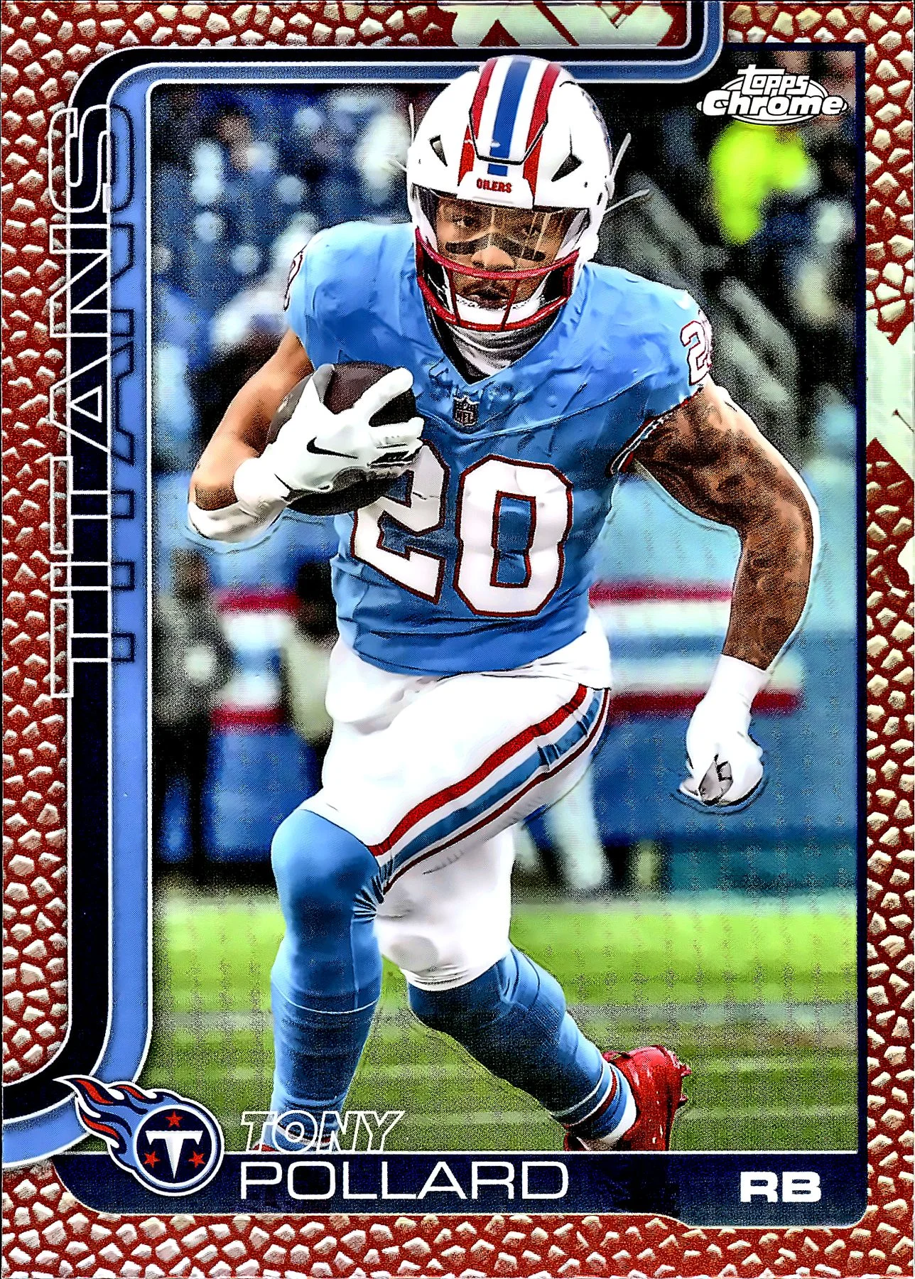 Tony Pollard Football Leather Refractor 2025 Topps Chrome #290 football card - Front