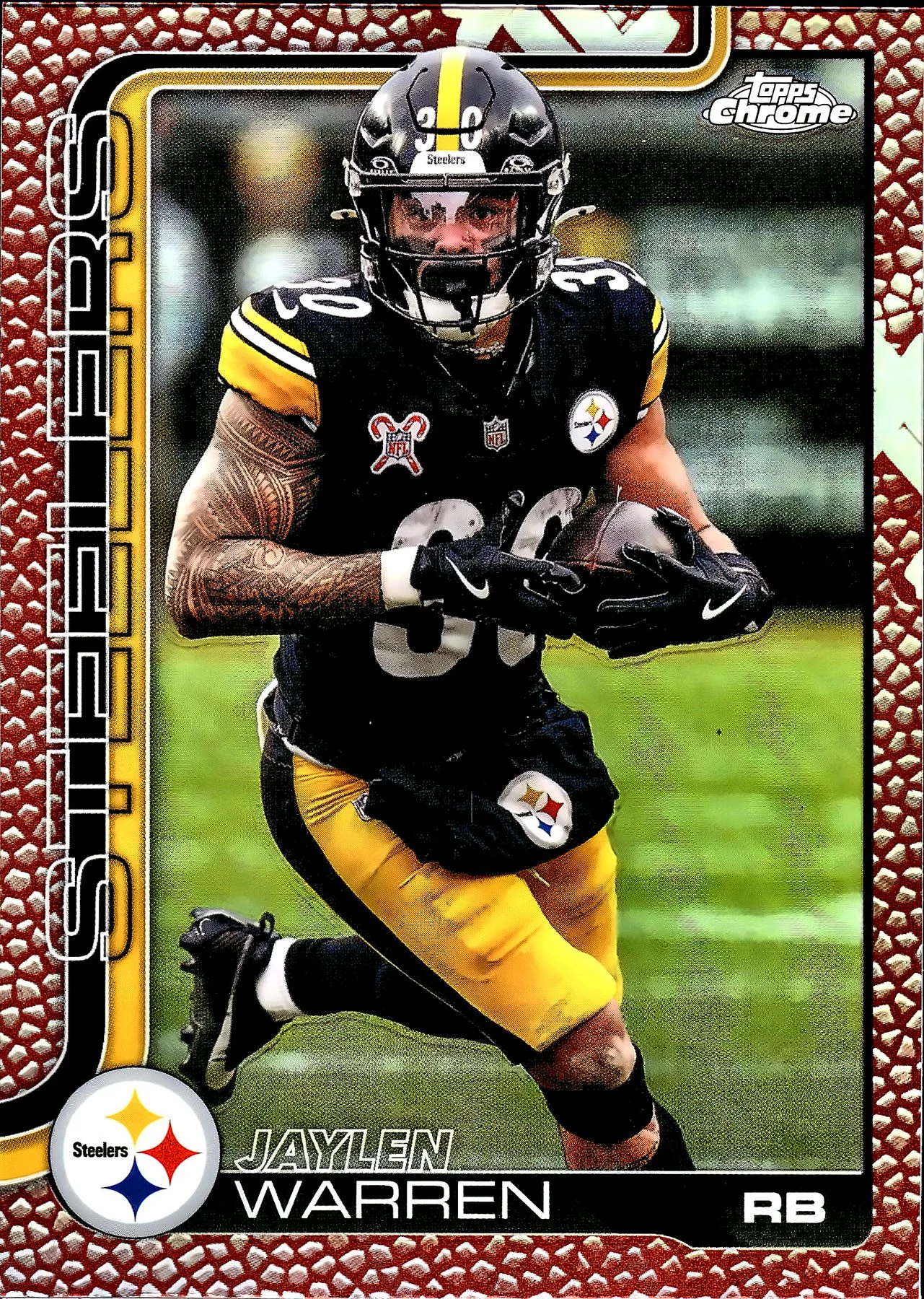 Jaylen Warren Football Leather Refractor 2025 Topps Chrome #253 football card - Front