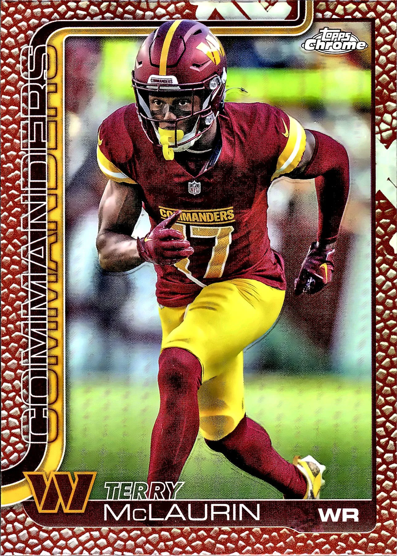 Terry McLaurin Football Leather Refractor 2025 Topps Chrome #208 football card - Front