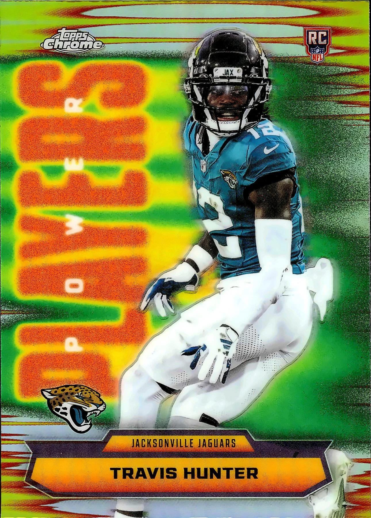 Travis Hunter Power Players Rookie Card 2025 Topps Chrome #PP-29 football rookie card - Front