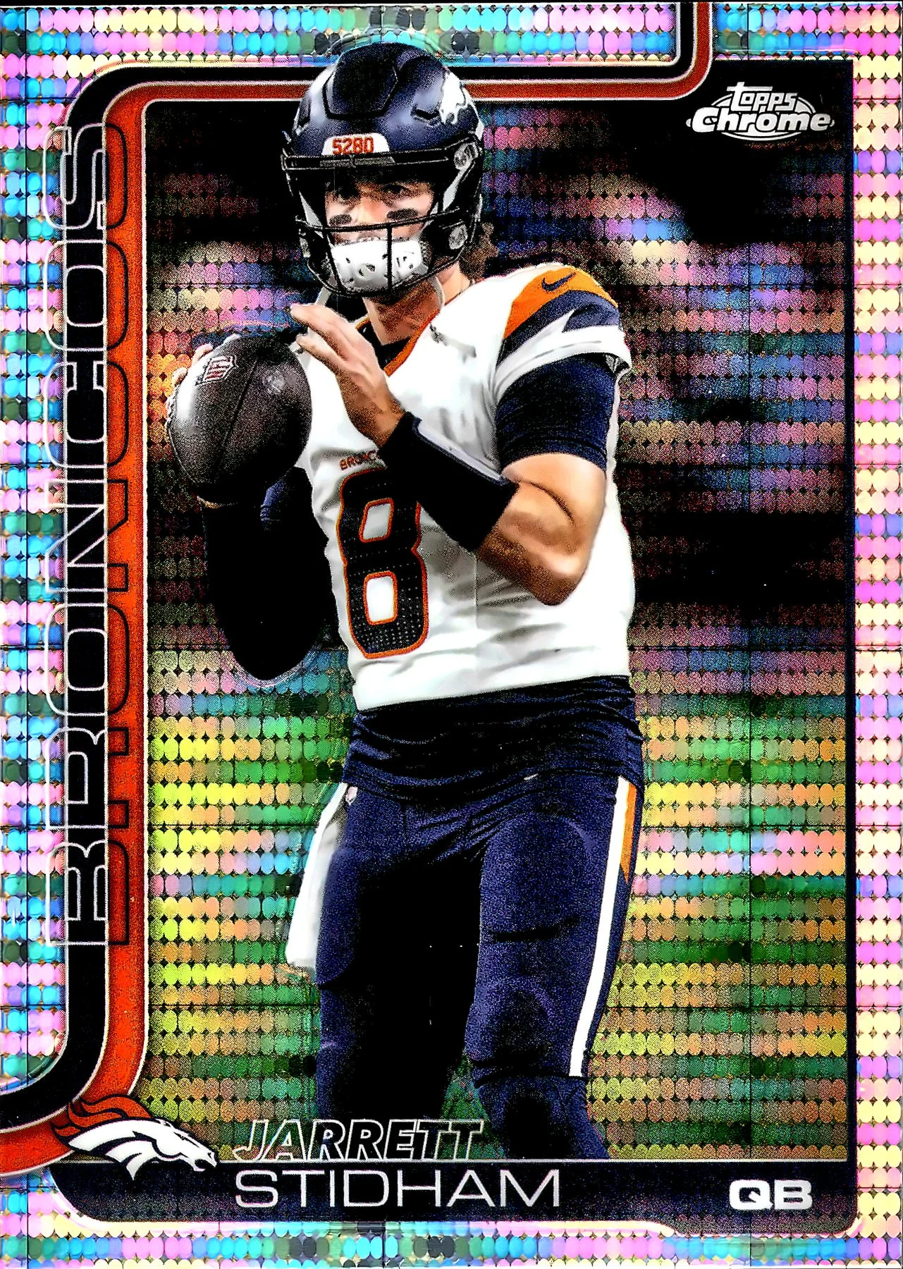 Jarrett Stidham Pulsar Refractor 2025 Topps Chrome #89 football card - Front