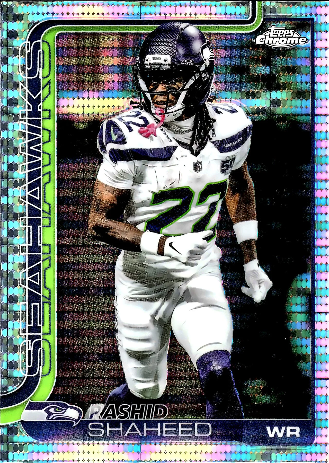 Rashid Shaheed Pulsar Refractor 2025 Topps Chrome #218 football card - Front
