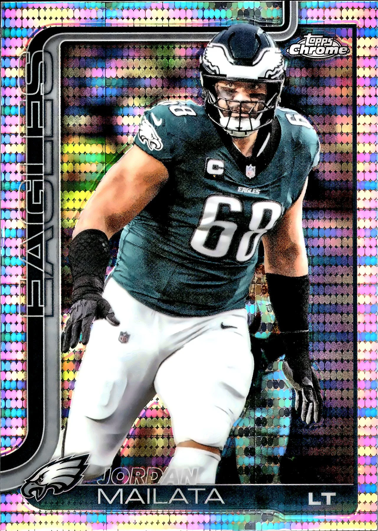 Jordan Mailata Pulsar Refractor 2025 Topps Chrome #245 football card - Front