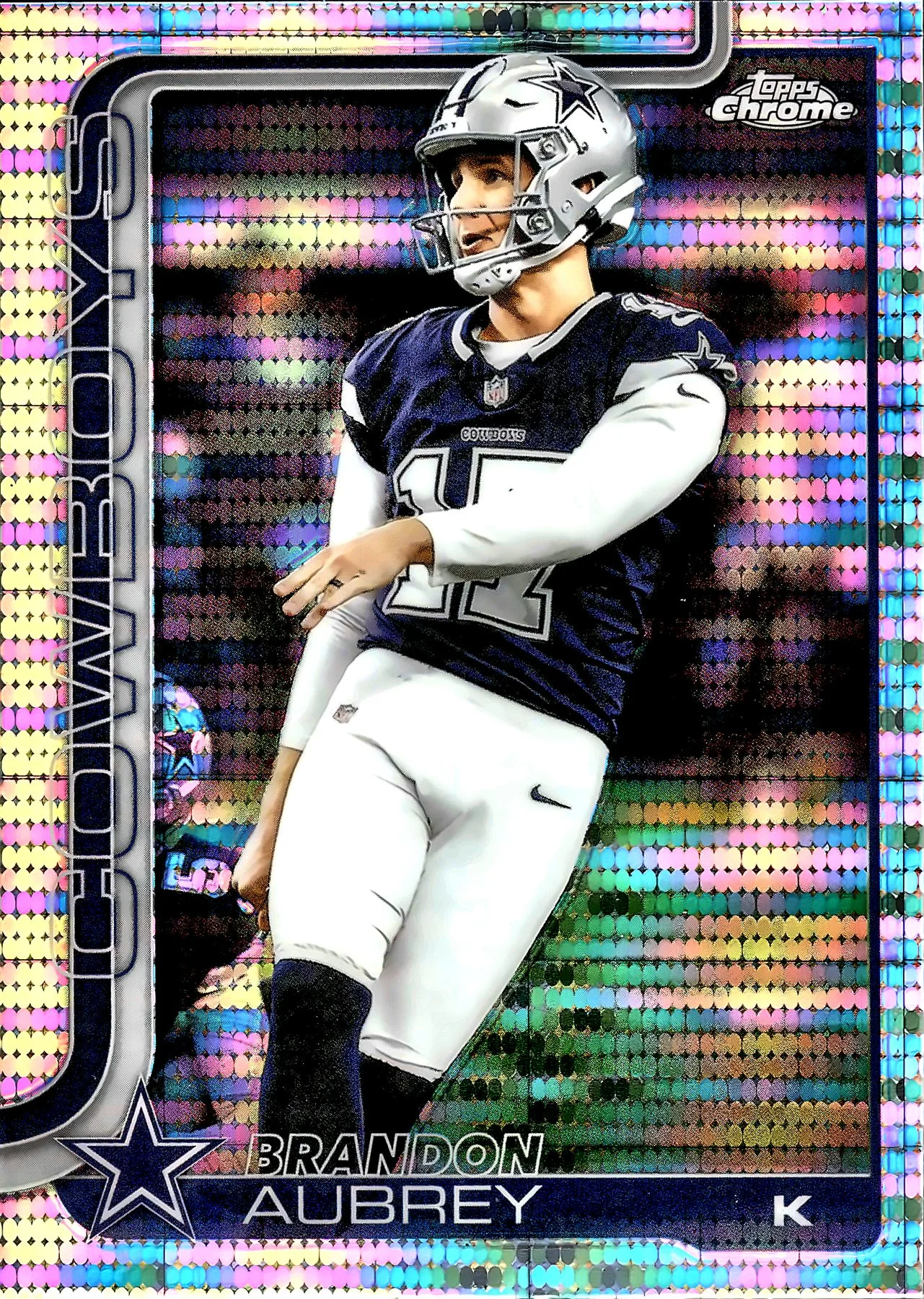 Brandon Aubrey Pulsar Refractor 2025 Topps Chrome #81 football card - Front