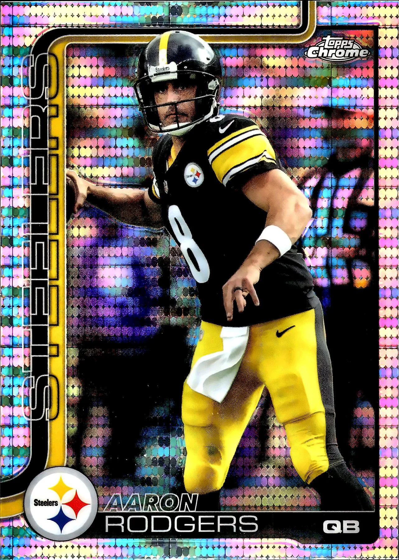 Aaron Rodgers Pulsar Refractor 2025 Topps Chrome #255 football card - Front