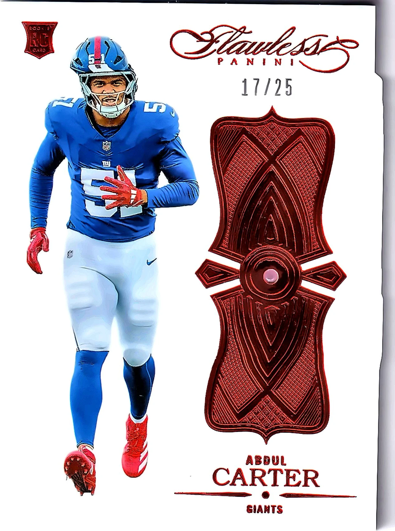 Abdul Carter #26 Ruby /25 Rookie Card 2025 Flawless Football football rookie card - Front