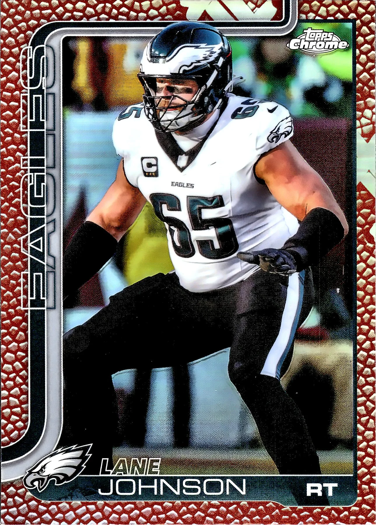 Lane Johnson #246 Football Leather Refractor 2025 Topps Chrome Football football card - Front
