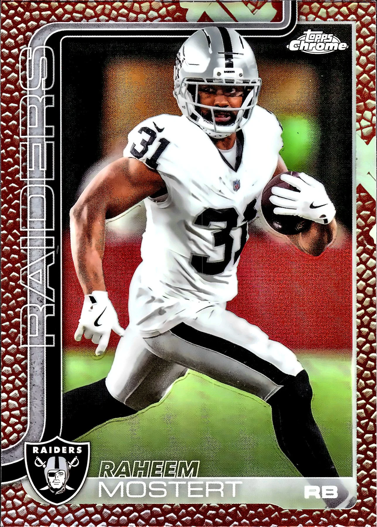 Raheem Mostert #182 Football Leather Refractor 2025 Topps Chrome Football football card - Front