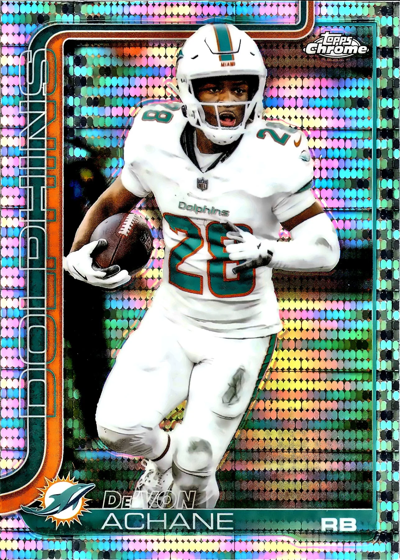 De'Von Achane #188 Pulsar Refractor 2025 Topps Chrome Football football card - Front