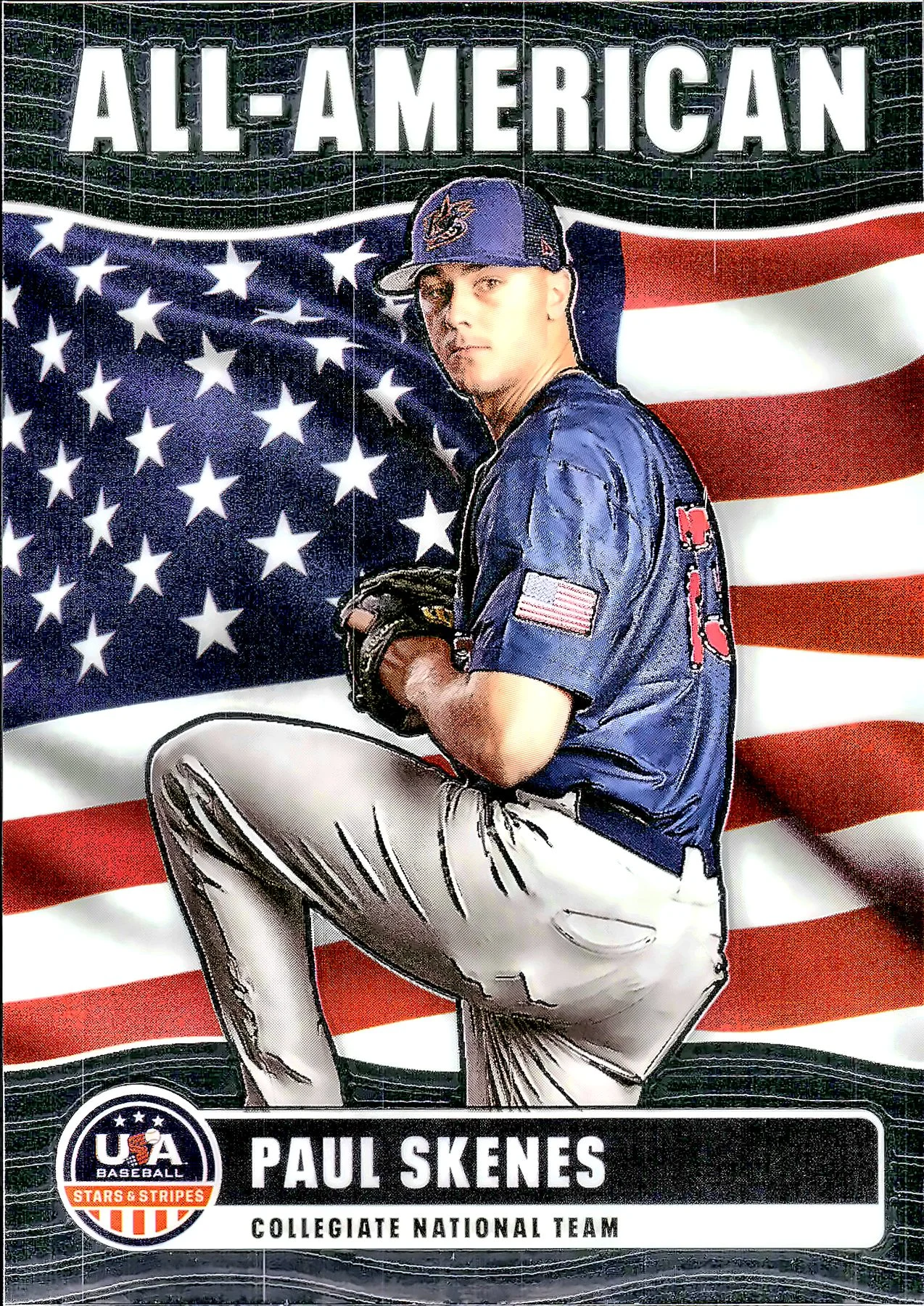 Paul Skenes #15 All-American 2026 USA Baseball Stars & Stripes baseball card - Front