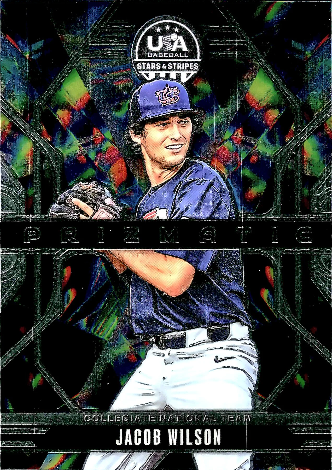 Jacob Wilson #18 Prizmatic 2026 USA Baseball Stars & Stripes baseball card - Front