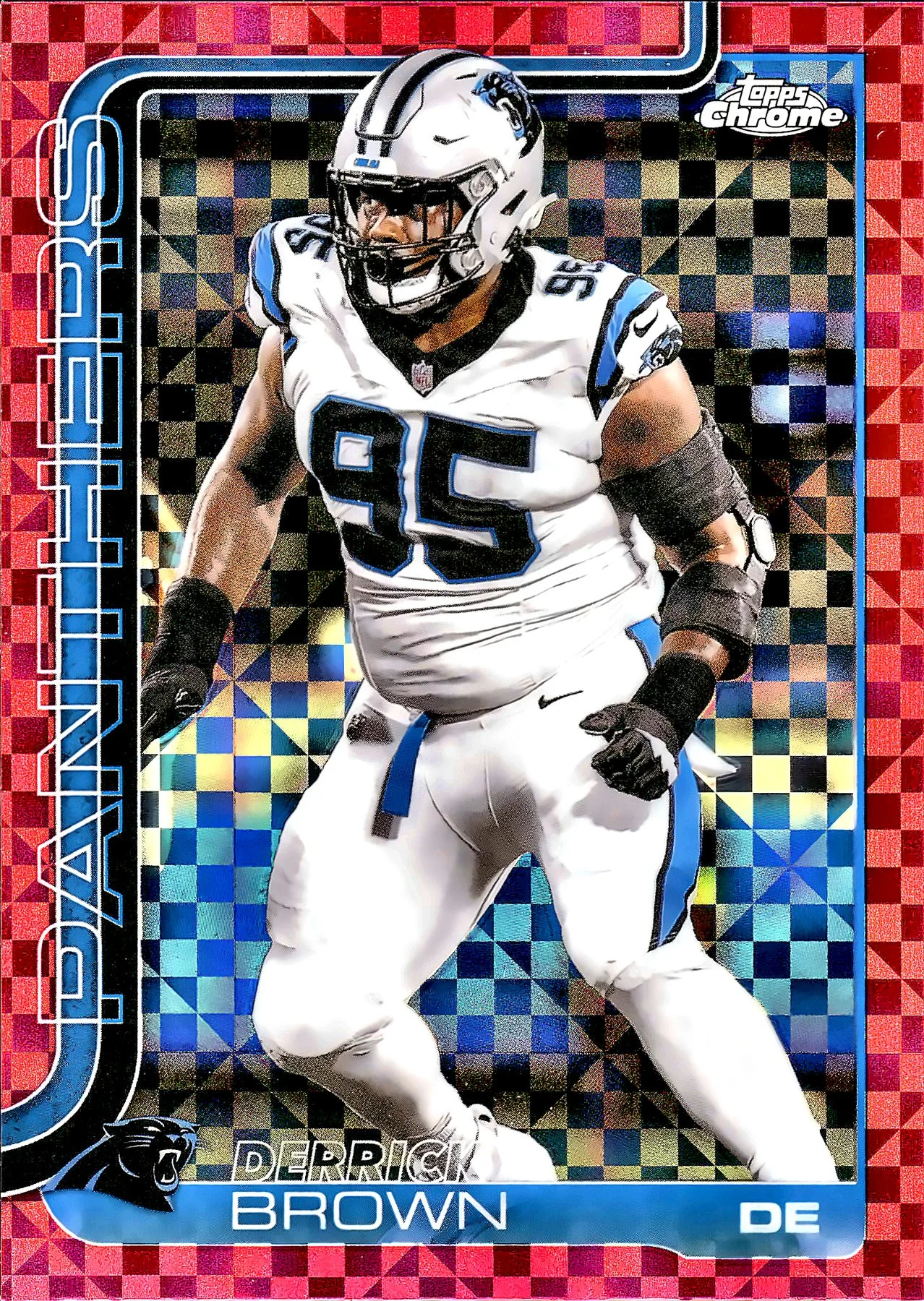 Derrick Brown #47 Hot Pink X-Fractor 2025 Topps Chrome football card - Front