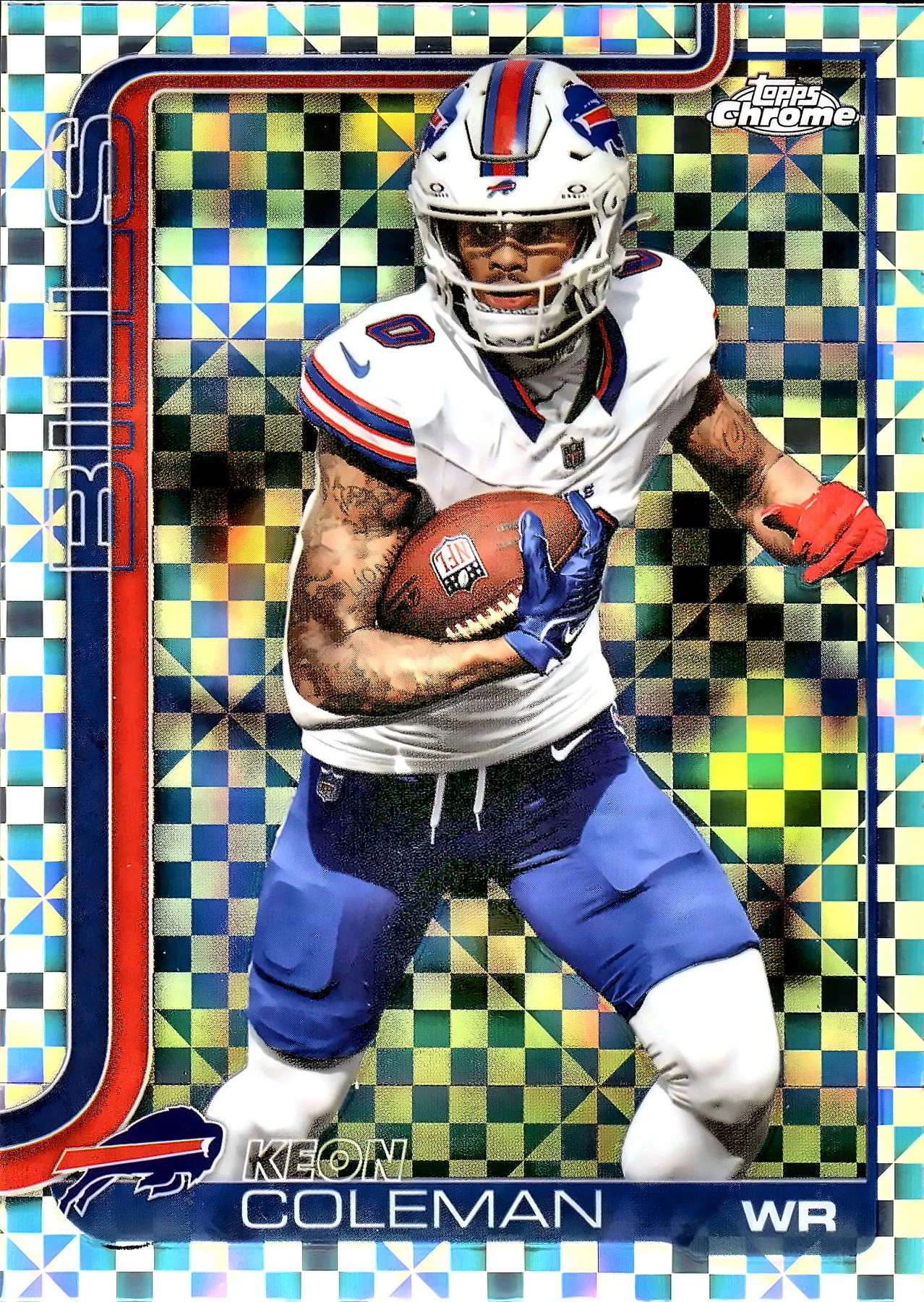 Keon Coleman #30 X-Fractor 2025 Topps Chrome football card - Front