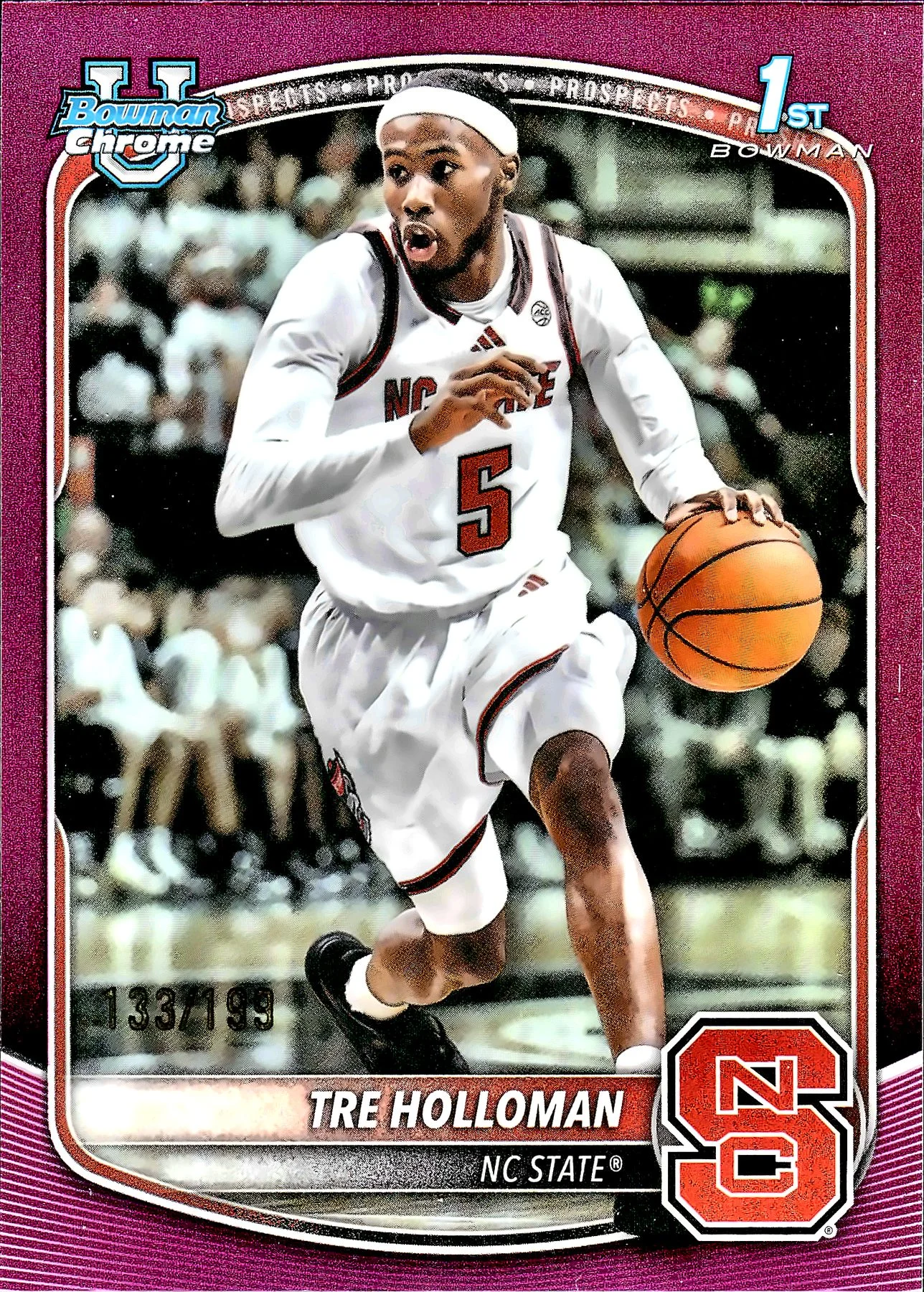 Tre Holloman #BCP-81 Pink /199 2025 Bowman Chrome University basketball card - Front