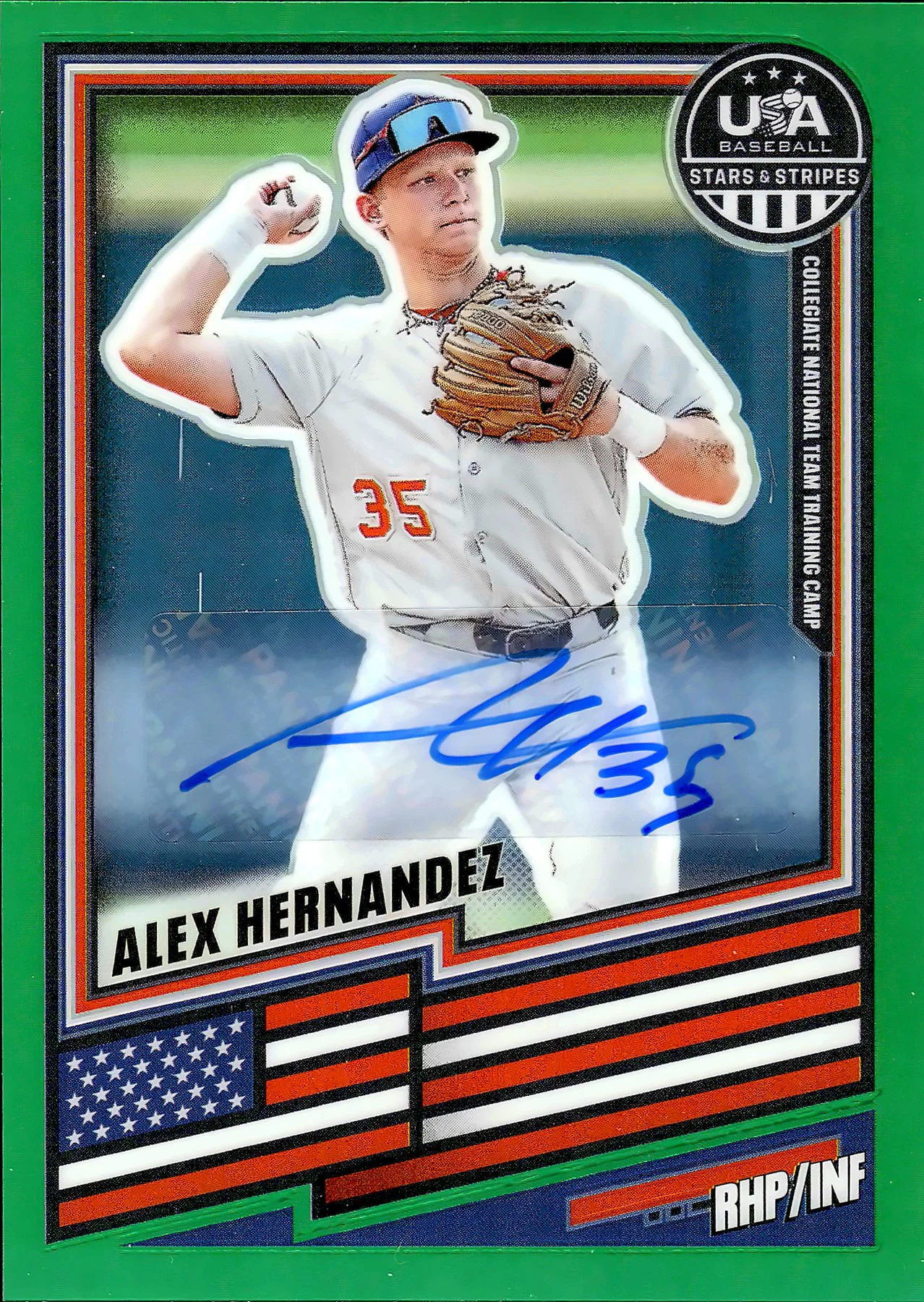 Alex Hernandez #55 Green Prizm 2026 Panini Prizm USA Baseball Stars and Stripes baseball card - Front