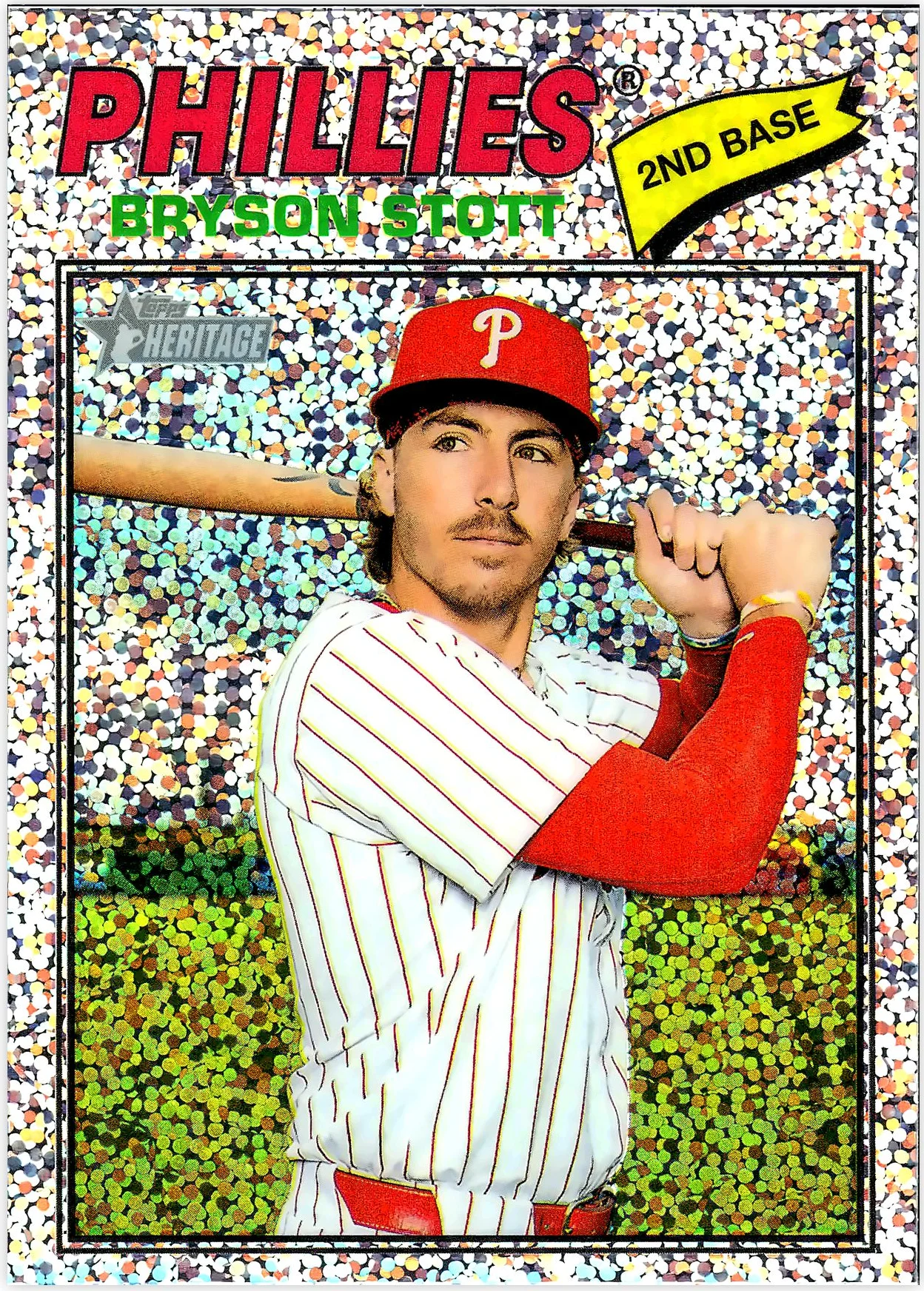 Bryson Stott #382 Silver Sparkle 2025 Heritage baseball card - Front