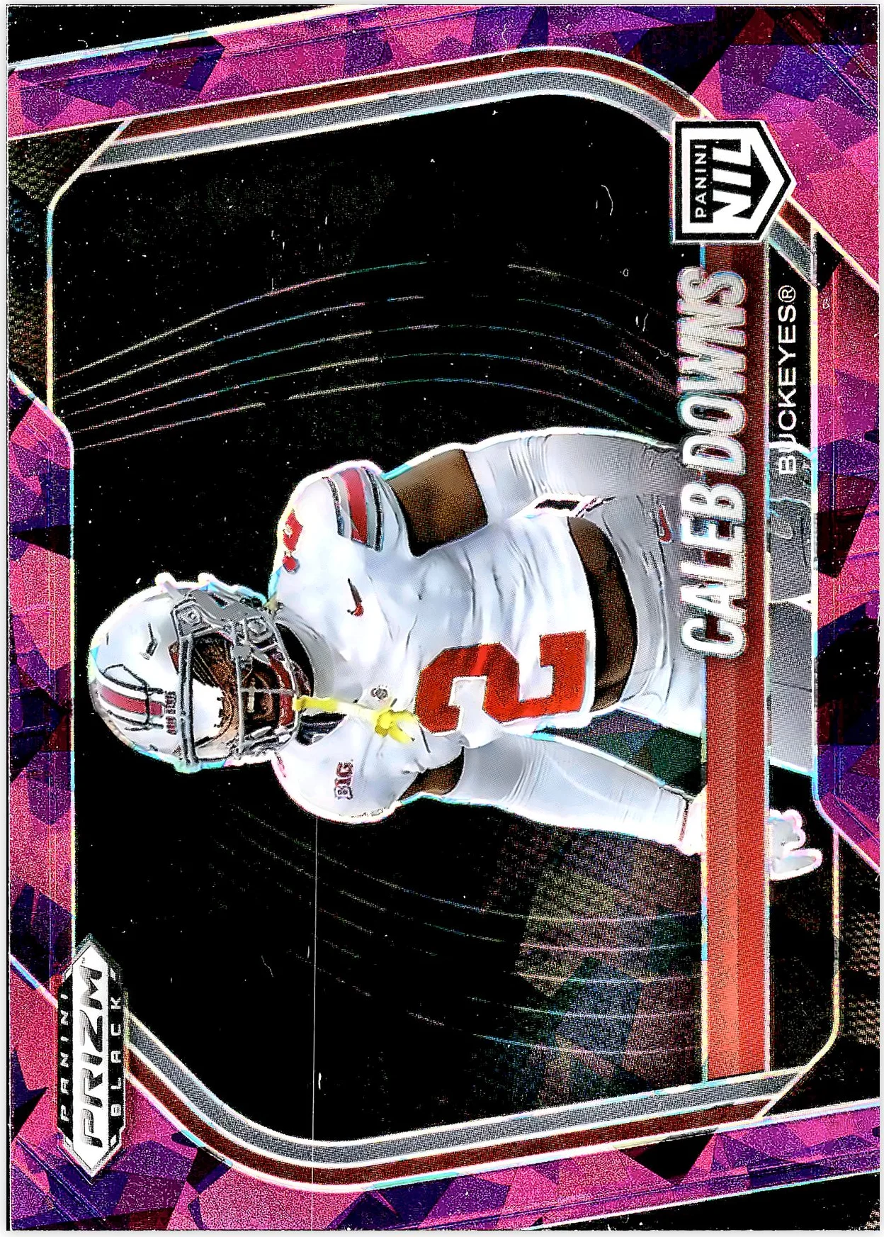 Caleb Downs #190 Purple Cracked Ice /149 2025 Panini Prizm Black Football football card - Front