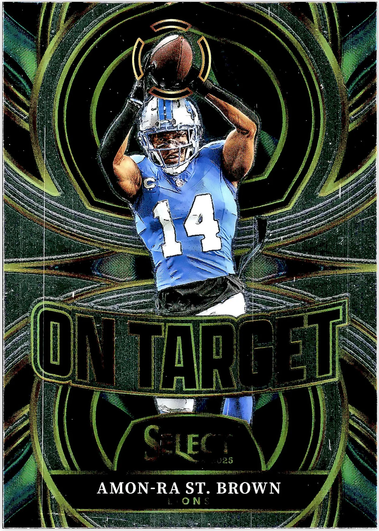 Amon-Ra St. Brown #9 On Target 2025 Panini Select Football football card - Front