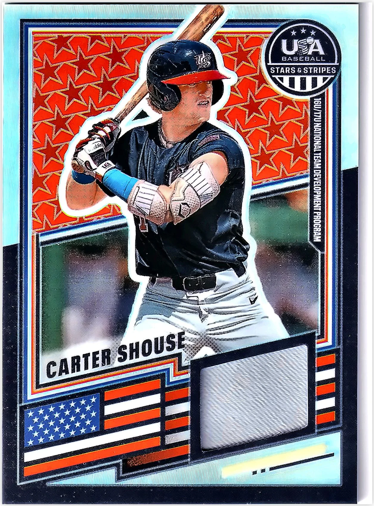 Carter Shouse #USA-CS Game Worn Patch 2026 USA Baseball Stars & Stripes baseball card - Front