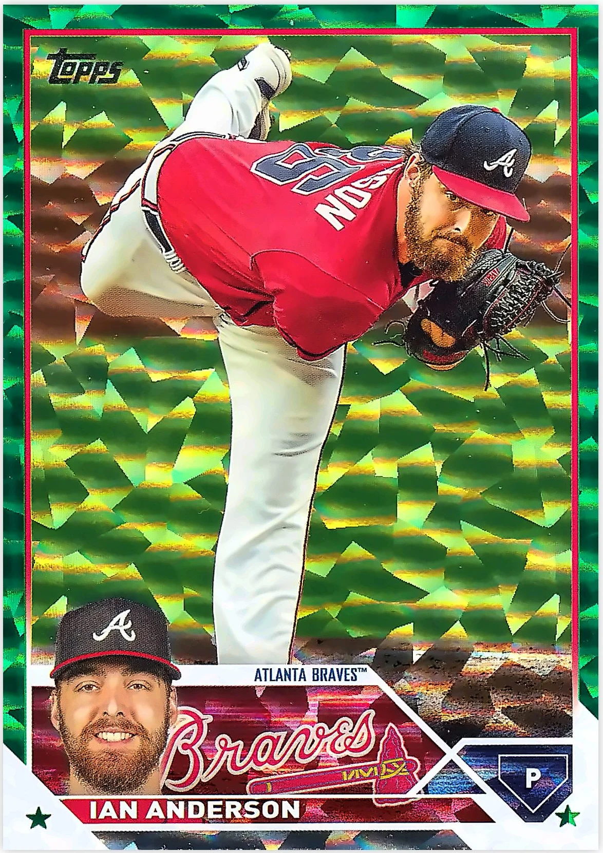 Ian Anderson #114 Green Crackle /499 2023 Topps Series One baseball card - Front