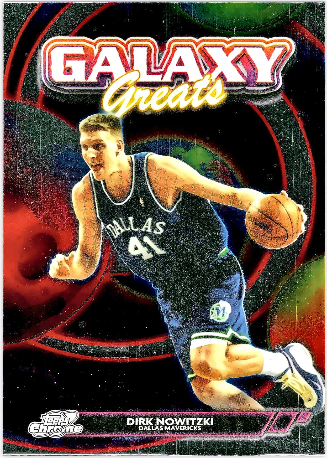 Dirk Nowitzki #GG-3 Galaxy Greats 2025 Cosmic Chrome basketball card - Front