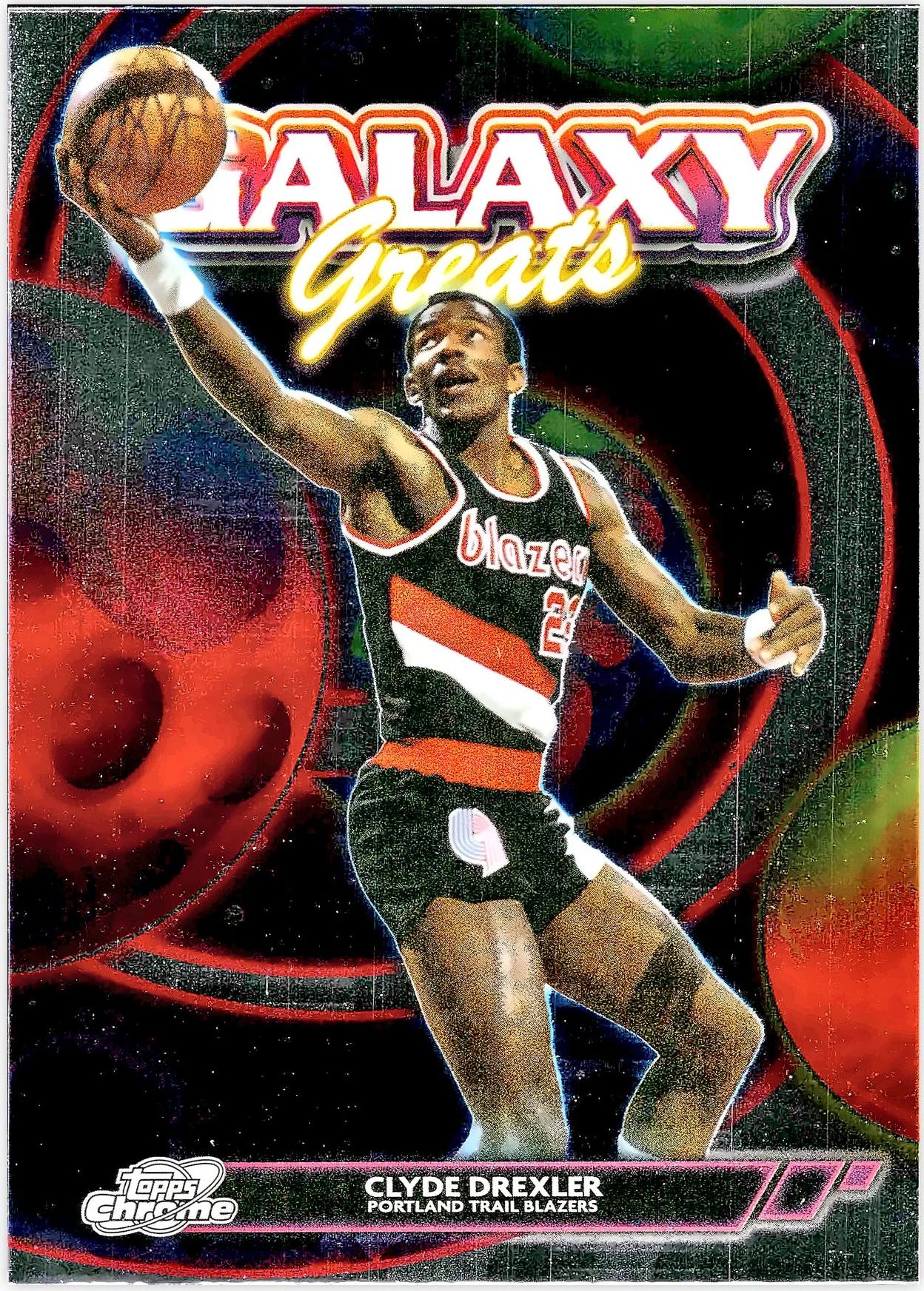 Clyde Drexler #GG-13 Galaxy Greats 2025 Cosmic Chrome basketball card - Front