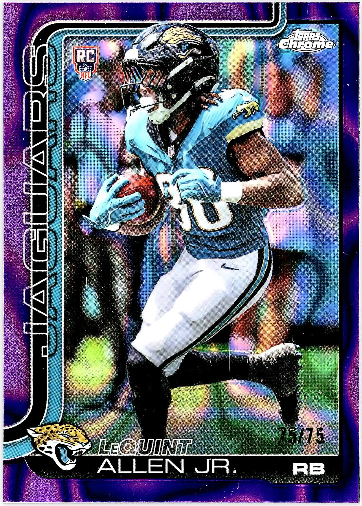 LeQuint Allen Jr. #384 Purple Lava Refractor /75 Rookie Card 2025 Topps Chrome football rookie card - Front