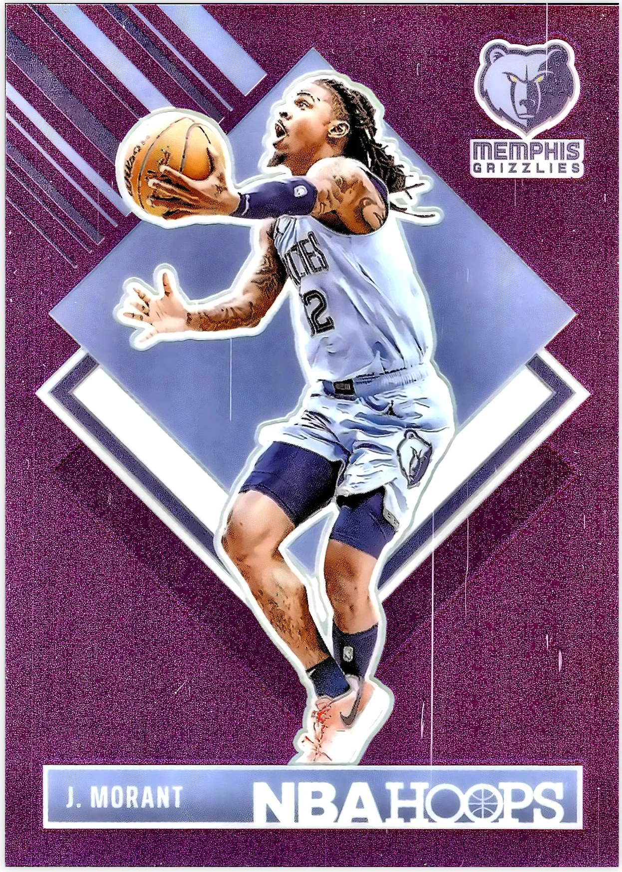 Ja Morant #288 Purple PrizmS Premium /249 2024-24 NBA Hoops basketball card - Front