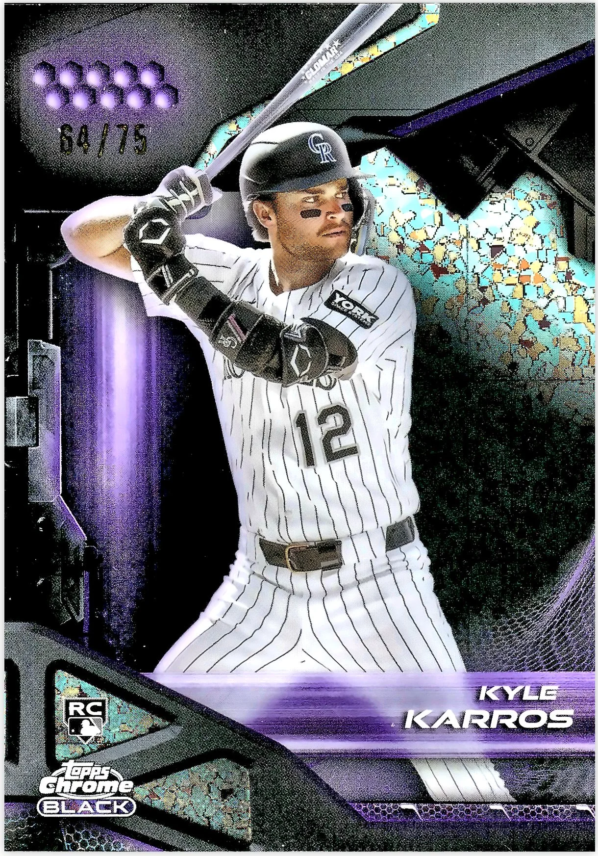Kyle Karros #132 Purple Mini Diamond Refractor /75 Rookie Card 2026 Chrome Black baseball rookie card - Front
