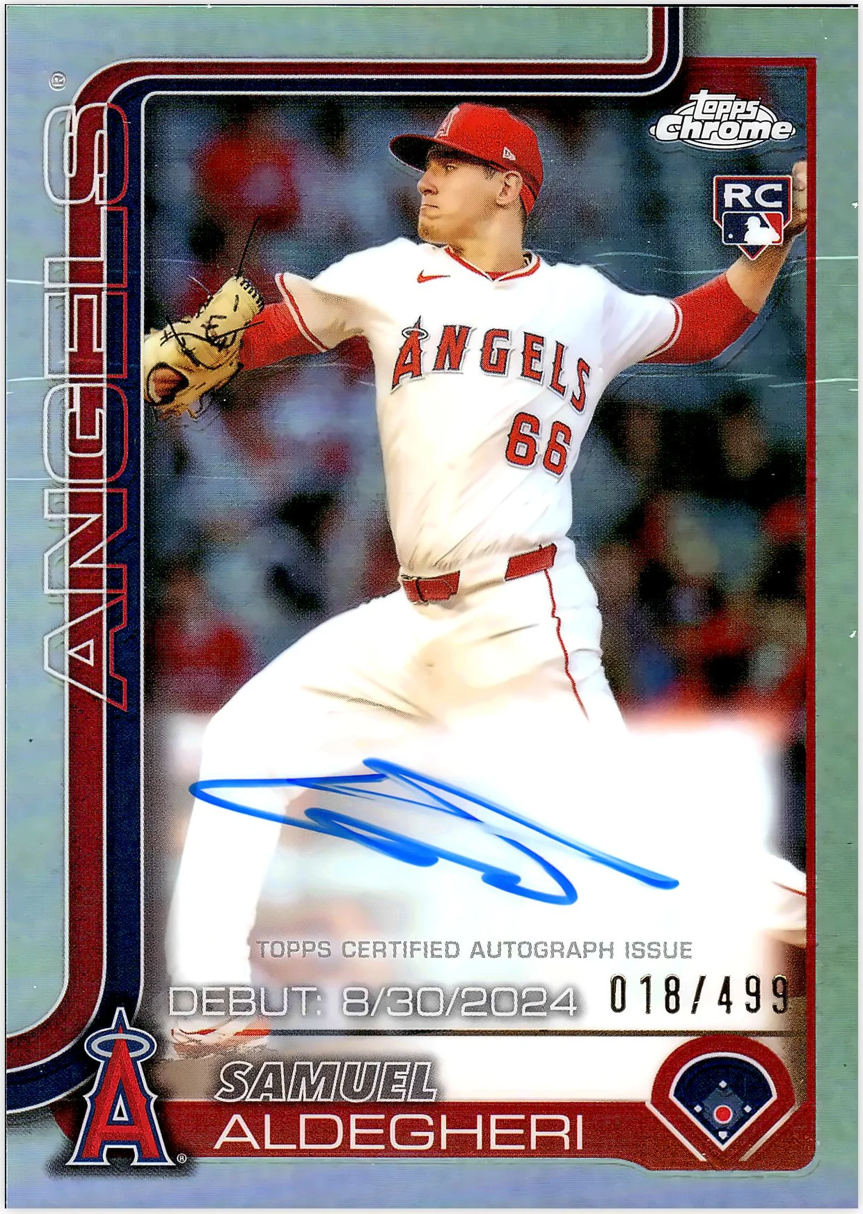 Samuel Aldegheri #CRDA-SA Refractor /499 Rookie Card 2025 Topps Chrome baseball rookie card - Front