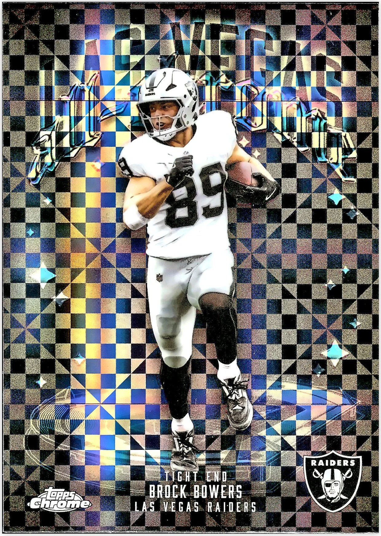 Brock Bowers #ACT-10 All Chrome X-Fractor 2025 Topps Chrome football card - Front