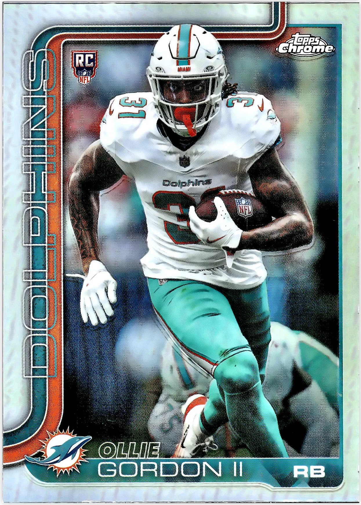 Ollie Gordon II #327 Refractor Rookie Card 2025 Topps Chrome football rookie card - Front