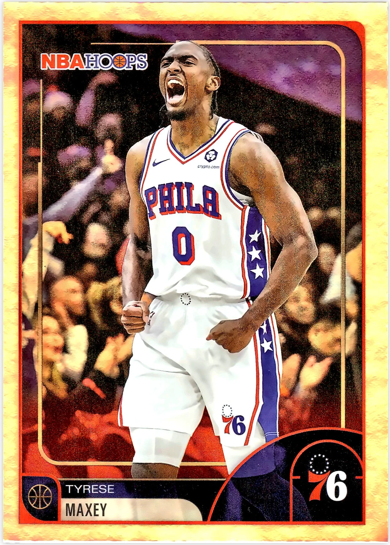 Tyrese Maxey #258 2026 NBA Hoops basketball card - Front