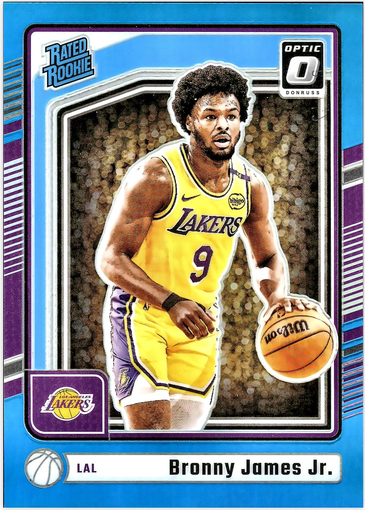 Bronny James Jr. #282 Aqua /225 Rookie Card 2024 Optic Basketball basketball rookie card - Front