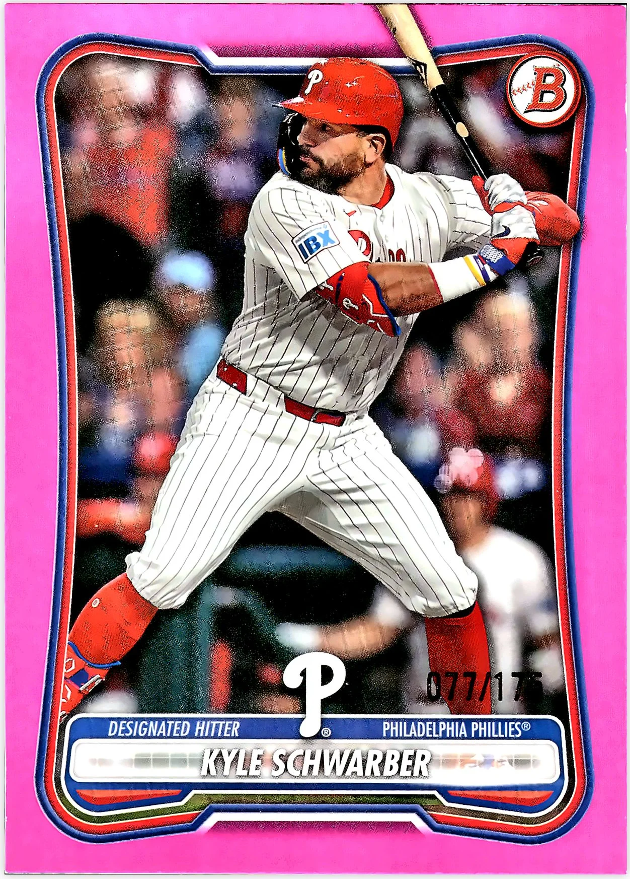 Kyle Schwarber #20 Pink Border /175 2026 Bowman baseball card - Front