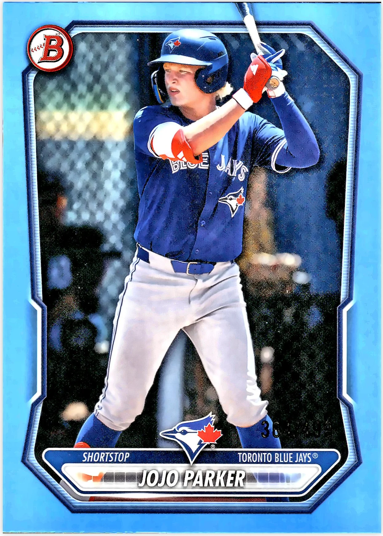 Jojo Parker #BP-147 Sky Blue Border /499 2026 Bowman baseball card - Front