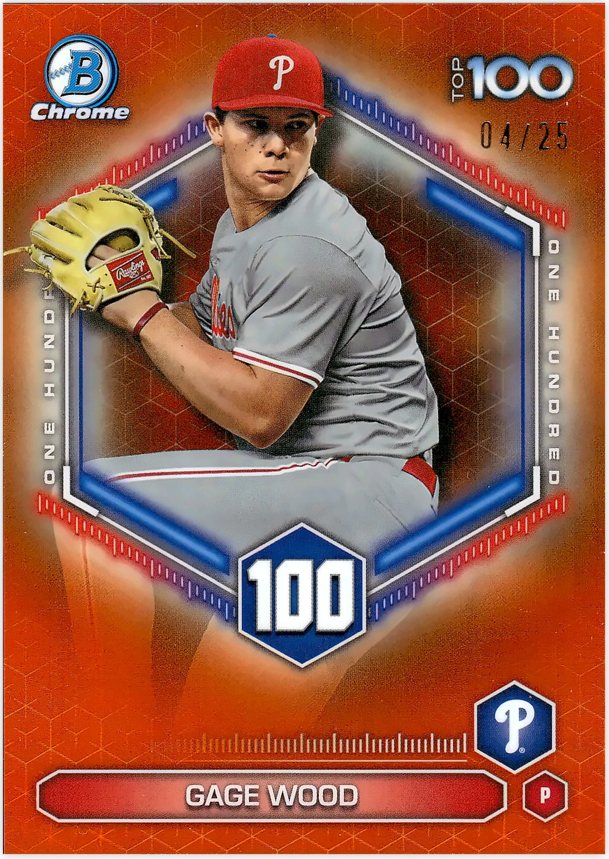Gage Wood #BTP-100 Orange Refractor /25 2026 Bowman Chrome baseball card - Front