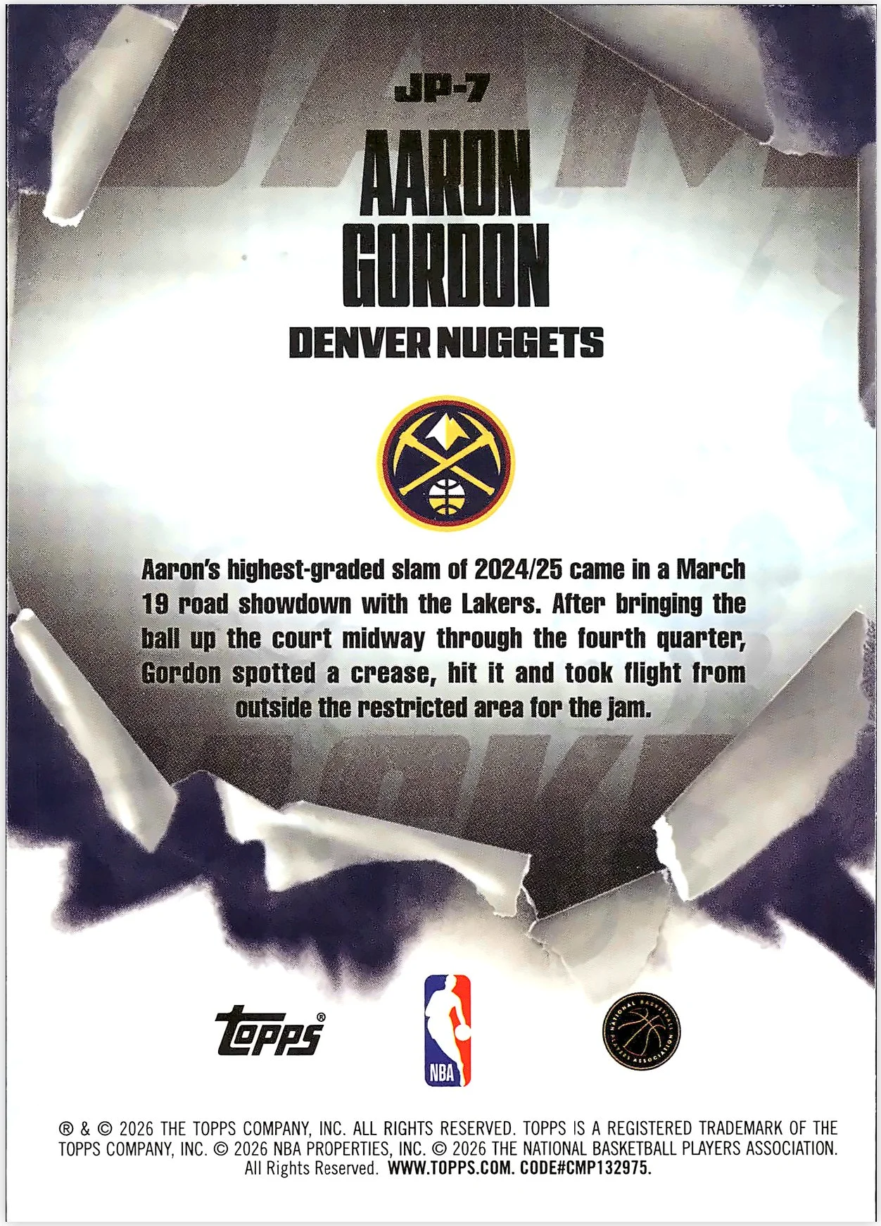 Aaron Gordon #JP-7 Jam Packed 2026 NBA Hoops basketball card - Front