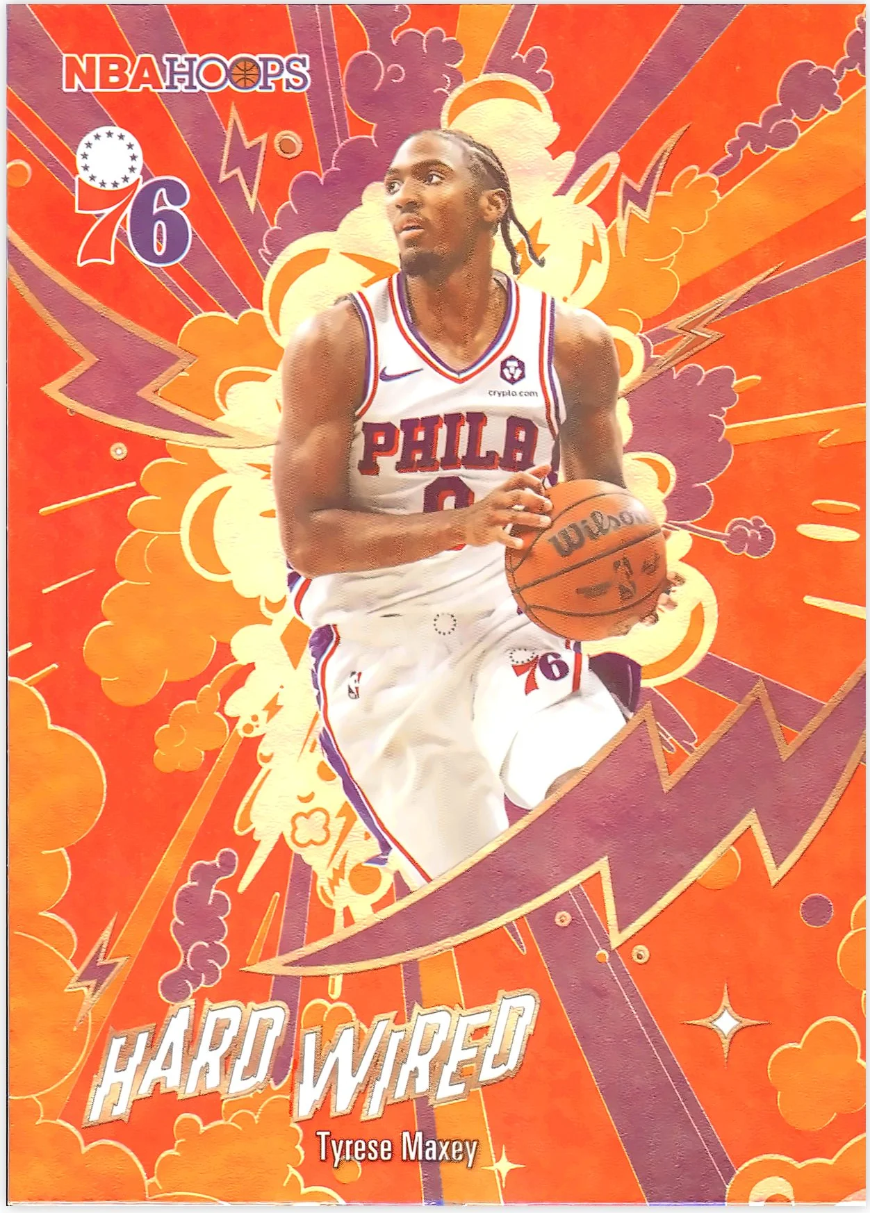 Tyrese Maxey #HW-20 Hard Wired 2026 NBA Hoops basketball card - Front