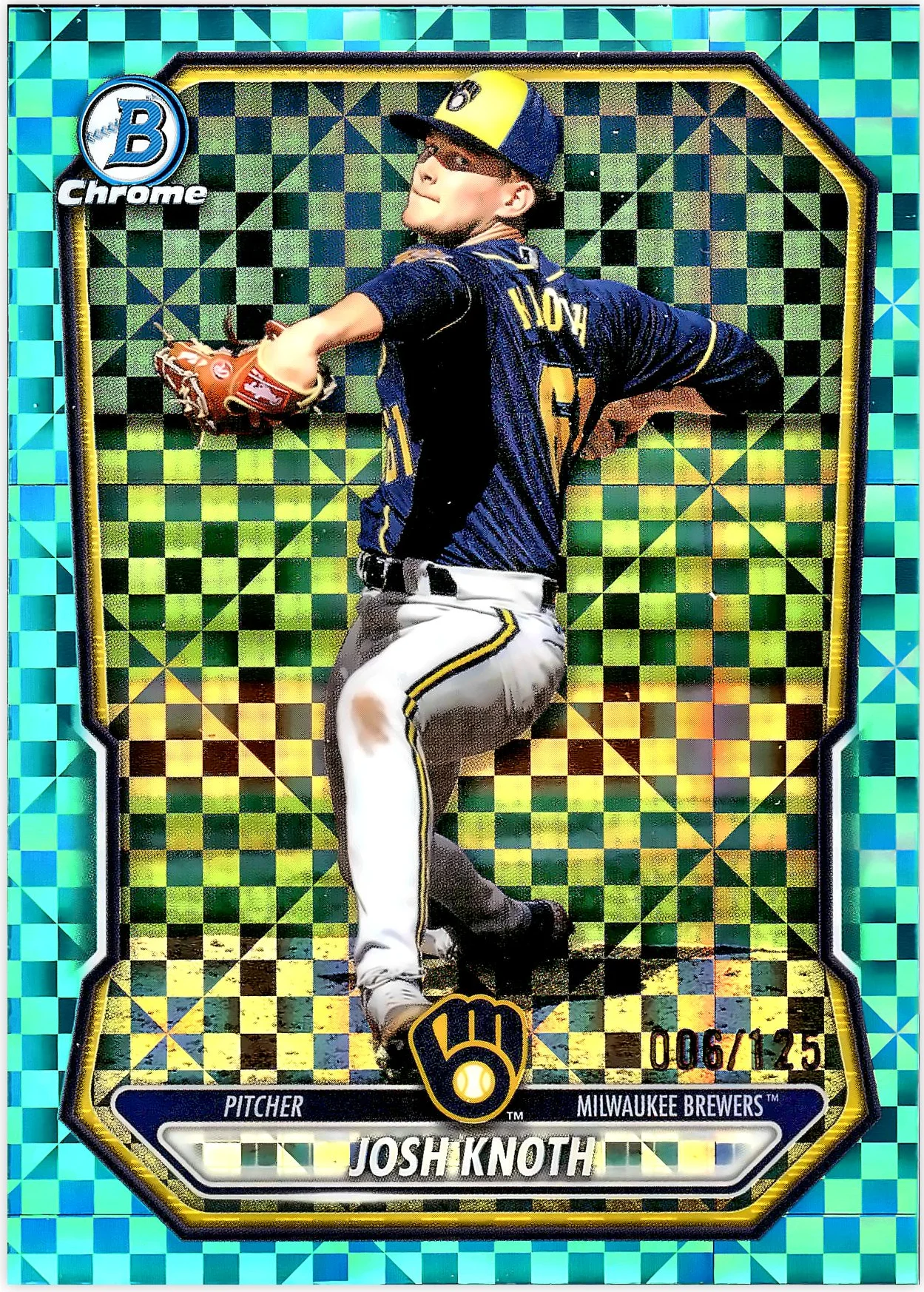 Josh Knoth #BCP-113 Aqua X-Fractor /125 2026 Baseball baseball card - Front