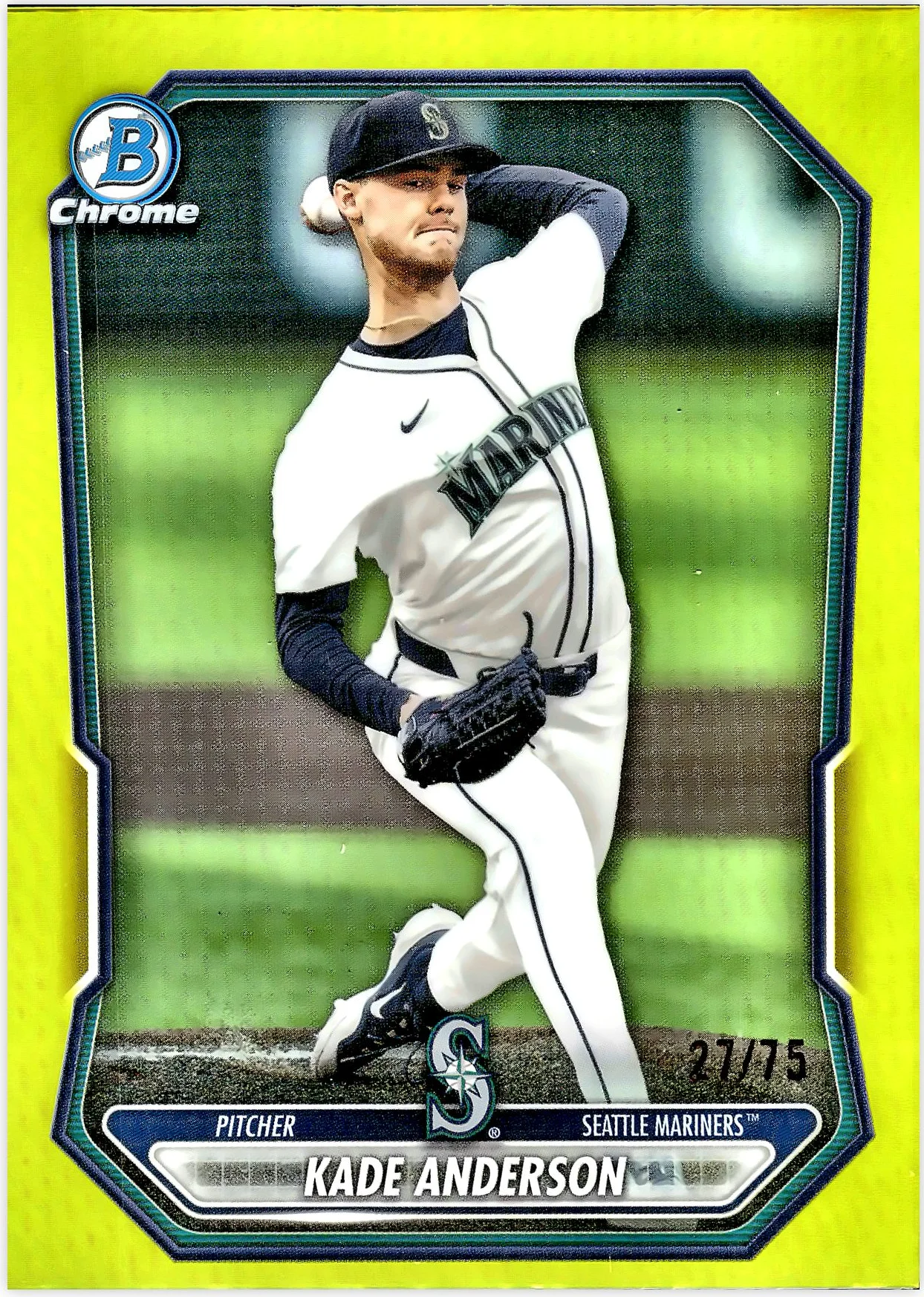 Kade Anderson #BCP-19 Yellow Refractor /75 2026 Baseball baseball card - Front