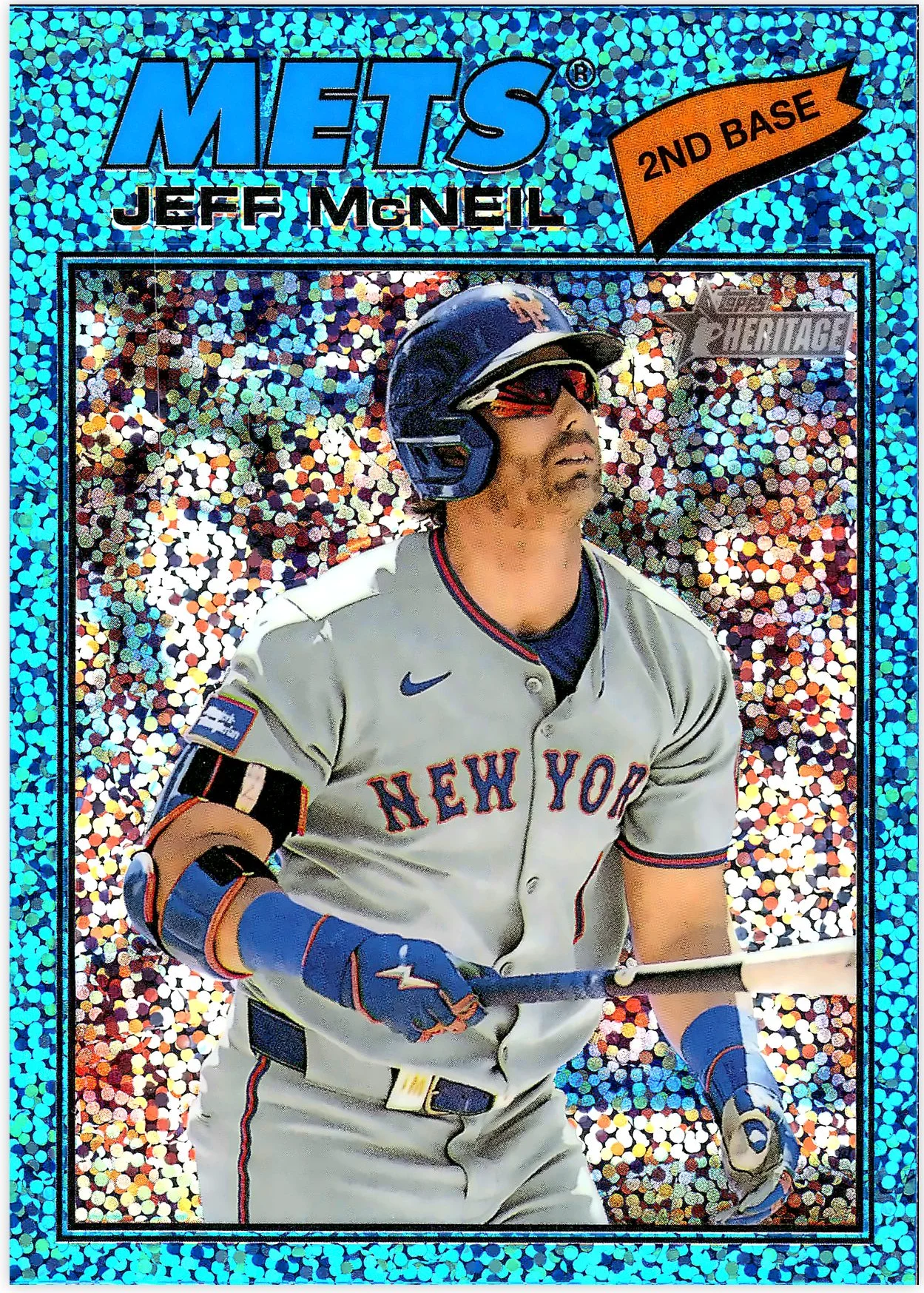 Jeff McNeil #54 Light Blue Sparkle 2026 Heritage baseball card - Front