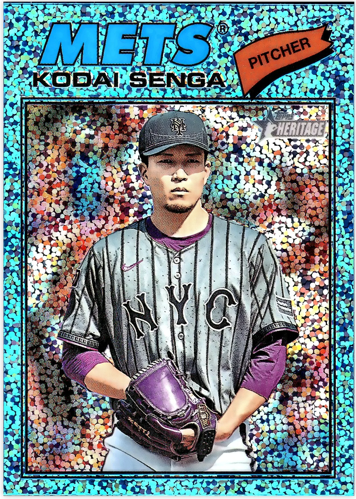 Kodai Senga #317 Light Blue Sparkle 2026 Heritage baseball card - Front