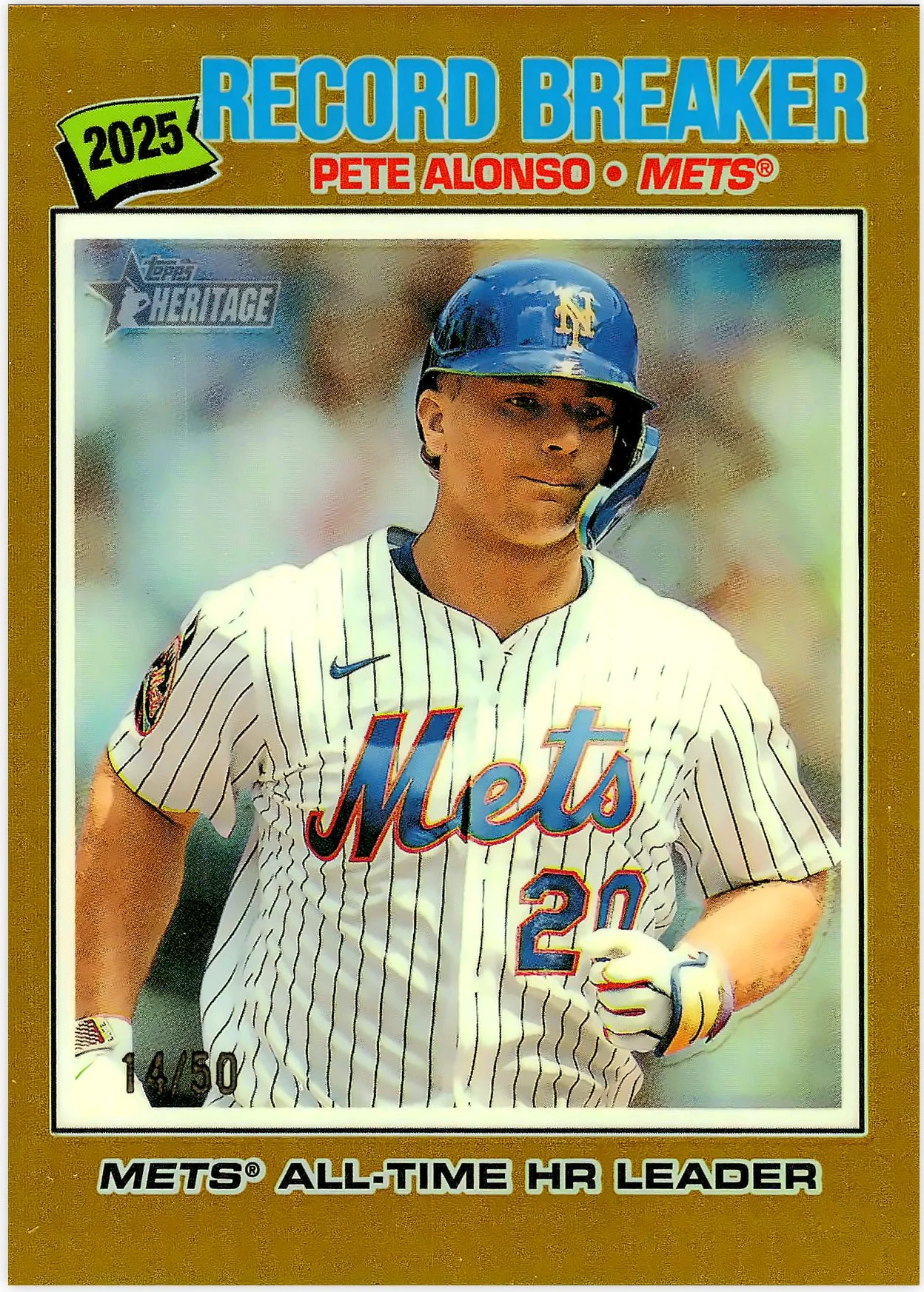 Pete Alonso #232 Gold Bordered /50 2026 Heritage baseball card - Front