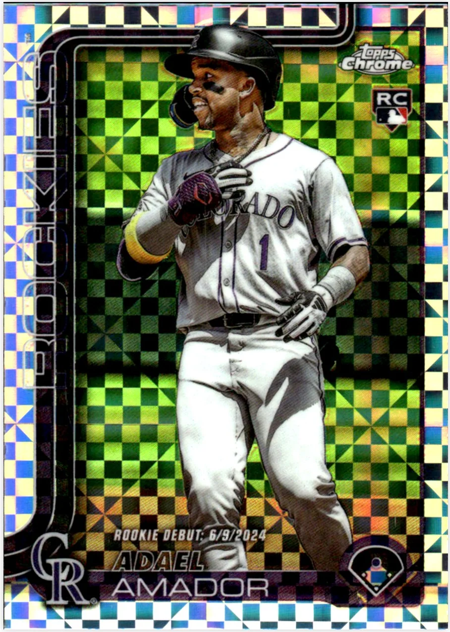 Adael Amador Rookie Card 2025 Topps Chrome Update #USC143 X-Fractors baseball rookie card - Front