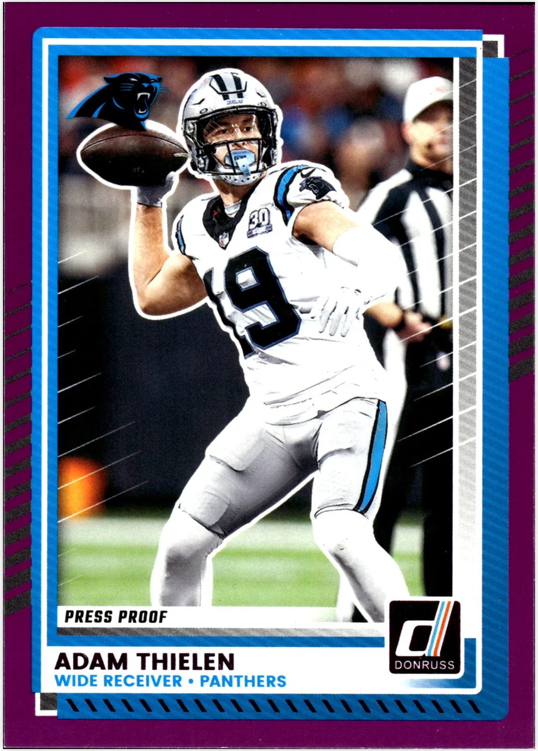 Adam Thielen 2025 Donruss #257 Press Proofs Purple football card - Front