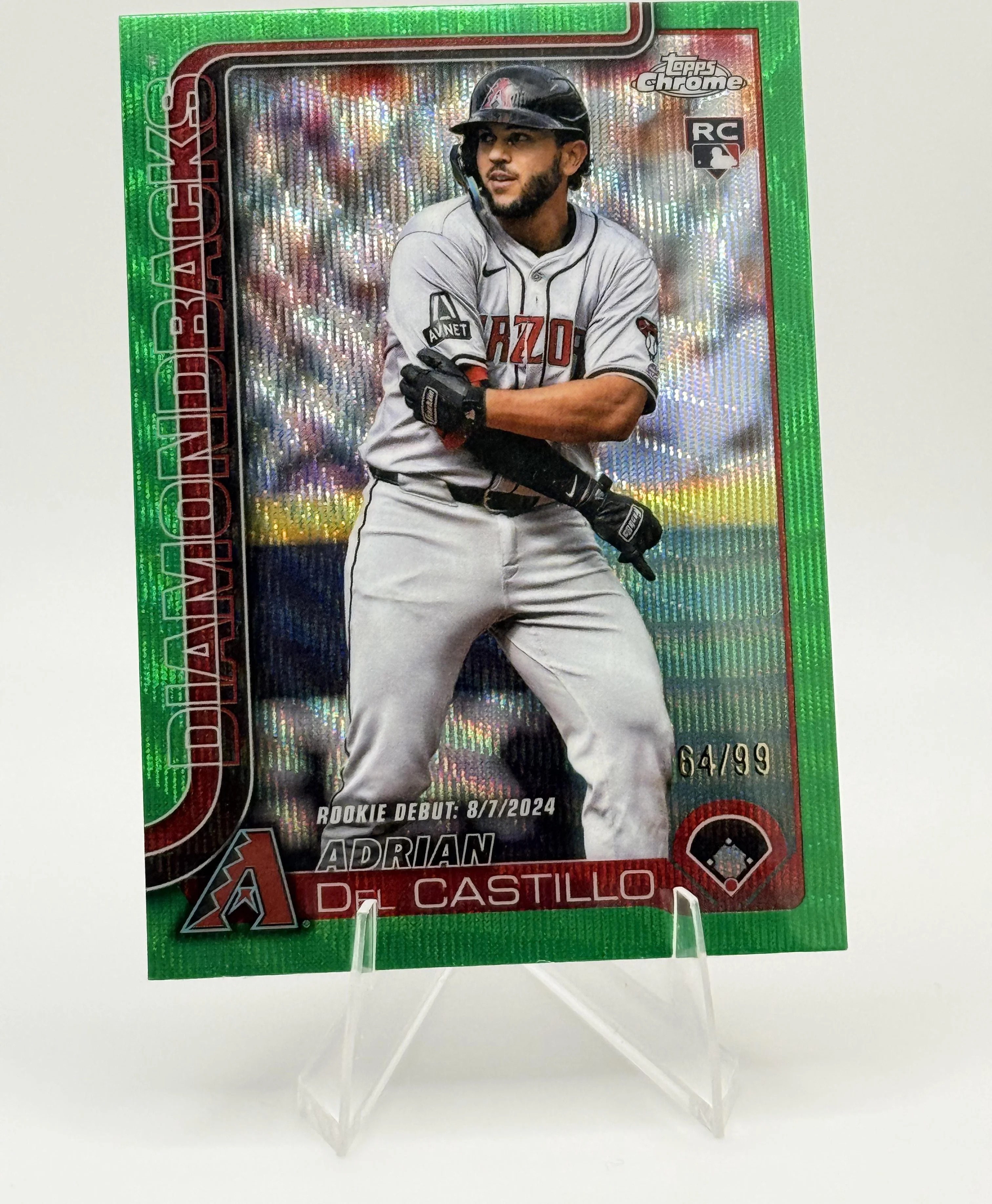 Adrian Del Castillo 2025 Topps Chrome Update #USC92 Green Wave Refractors baseball rookie card - Front
