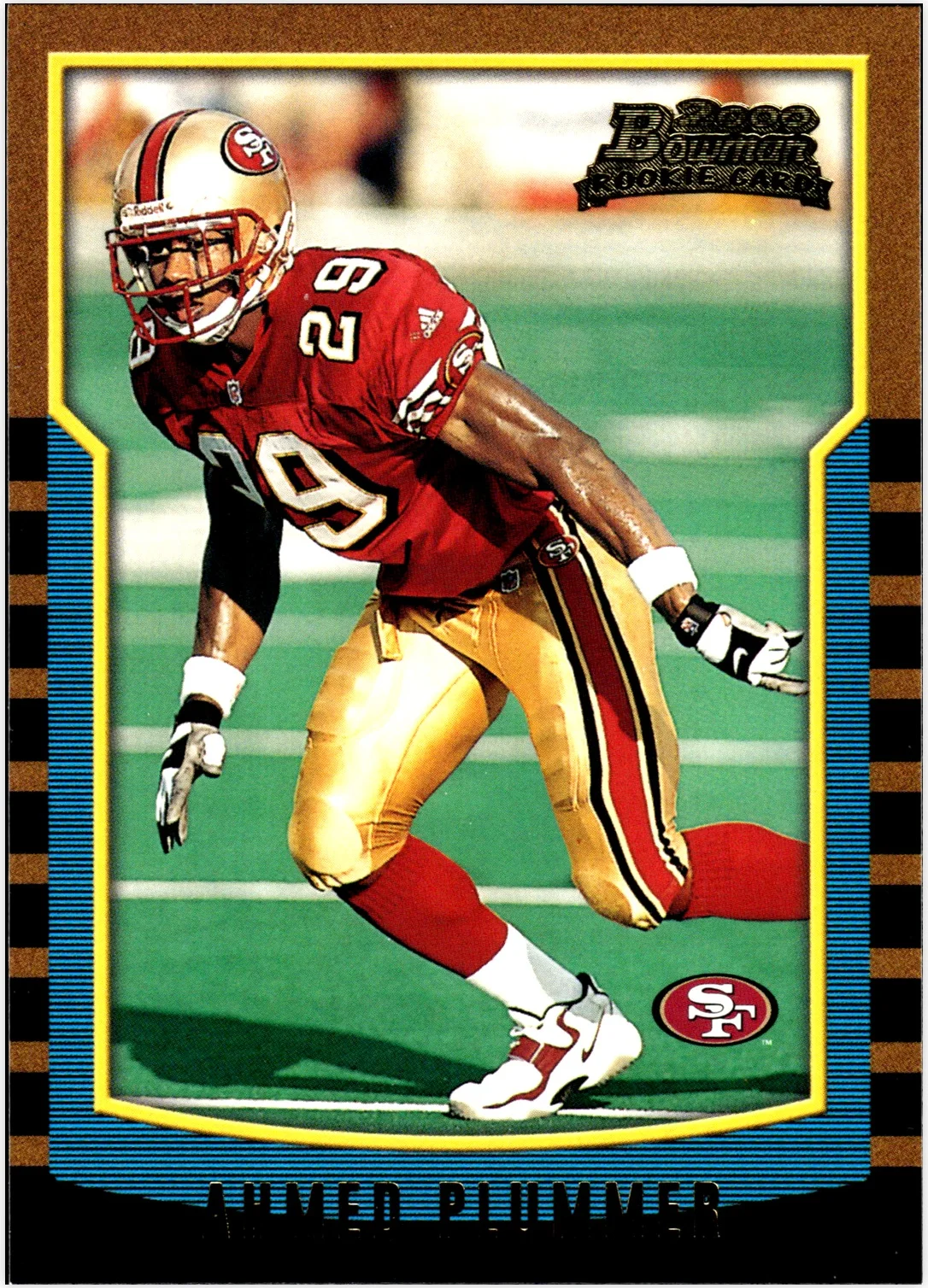 Ahmed Plummer Rookie Card 2000 Bowman Chrome #225 Refractors football rookie card - Front