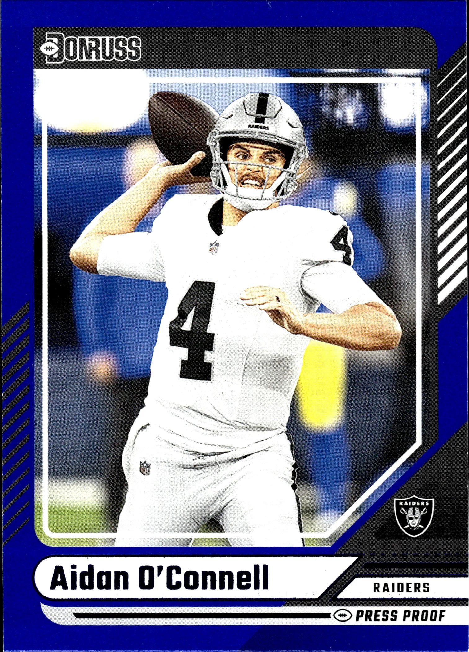 Aidan O'Connell 2024 Donruss #30 Press Proof Blue football card - Front