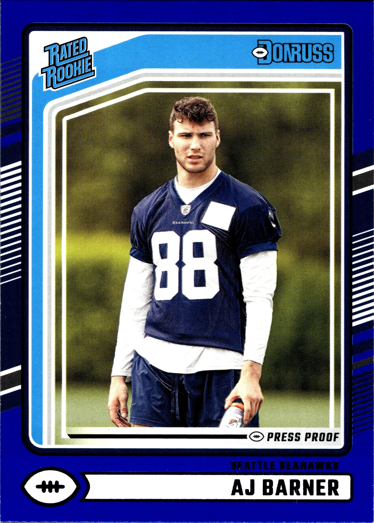 AJ Barner 2024 Donruss #367 Press Proof Blue football rookie card - Front